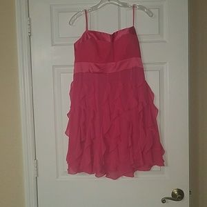 Pink ruffled midi formal women's dress size 10